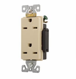 15Amp NEMA 6-15R Premium Decorator Receptacle, 250V, Ivory 