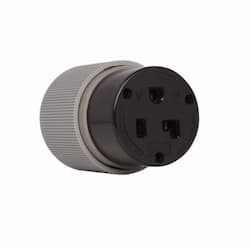 30 Amp Connector, Auto Grip, NEMA 5-30R, Gray/Black