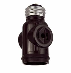 660W NEMA 1-15R Medium Base Socket Adapter w/ Keyless Switch, Brown