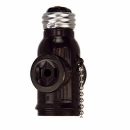 660W NEMA 1-15R Medium Base Socket Adapter w/ Pull Chain, Brown