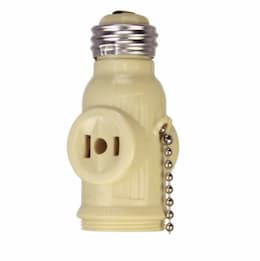 660W NEMA 1-15R Medium Base Socket Adapter w/ Pull Chain, Ivory