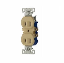 15 Amp Duplex Receptacle, Non-grounded, NEMA 1-15R, Ivory