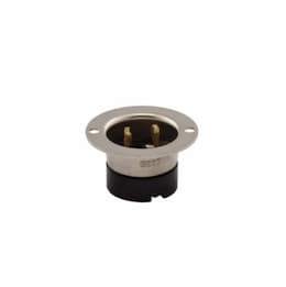 15 Amp Flanged Inlet, ML1, Phenolic Body, Black