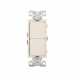 15 Amp Rocker Switch, Single Pole (2), 3-Way, 120V, Light Almond