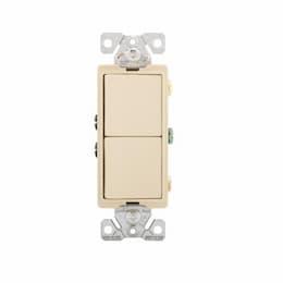 15 Amp Rocker Switch, Single Pole, 120V, Ivory