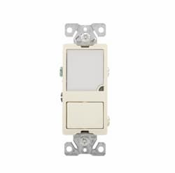 15 Amp Single-Pole Light Switch w/Dimmable LED Nightlight, Almond