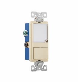 15 Amp Single-Pole Light Switch w/Dimmable LED Nightlight, Ivory