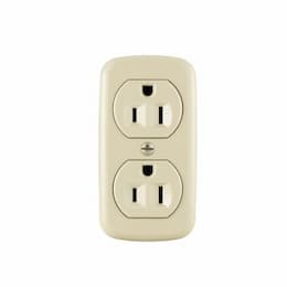 15 Amp Duplex Receptacle, Surface Mount, 2-Pole, 3-Wire, #14 to 10 AWG, 125V, Ivory