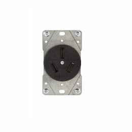 50 Amp Range Outlet, Flush Mount, 3-Pole, 3-Wire, #12 - 4 AWG, 250V, Black