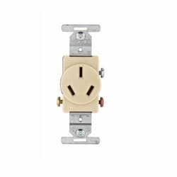 20 Amp Single Outlet, 3-Pole, 3-Wire, 250V, Ivory