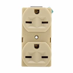 15A Straight Blade Duplex Receptacle, #14-10 AWG, 6-15R, 250V, Ivory