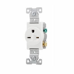 15 Amp Single Receptacle, NEMA 6-15R, White