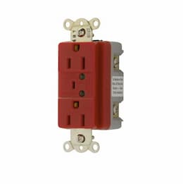 15 Amp TVSS Duplex Receptacle, Hospital Grade, Red