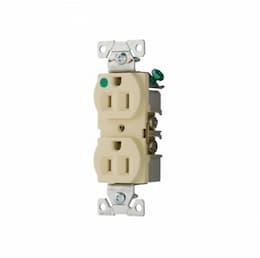 15 Amp Duplex Receptacle, Auto-grounded, Ivory