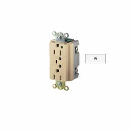 15 Amp Duplex Receptacle w/ LED Indicator & Alarm, 2-Pole, 3-Wire, 125V, White