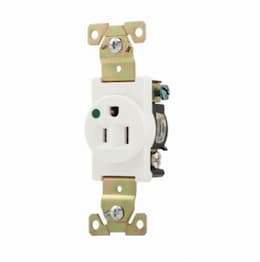 Eaton Wiring 15 Amp Premium Single Receptacle, Hospital Grade, White