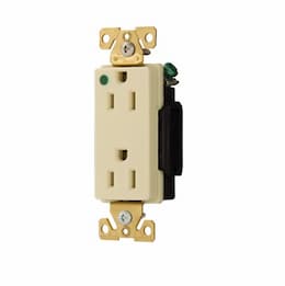 15 Amp Premium Decora Duplex Receptacle, Hospital Grade, Ivory