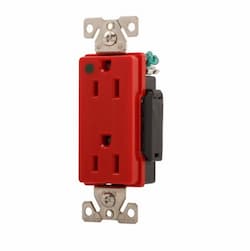 Eaton Wiring 15 Amp Premium Decora Duplex Receptacle, Hospital Grade, Red