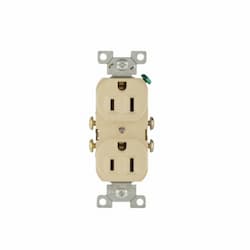 15 Amp Duplex Receptacle, 2-Pole, 3-Wire, #14-10 AWG, 125V, Ivory