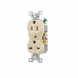 15 Amp Duplex Receptacle, Dual Voltage, Ivory