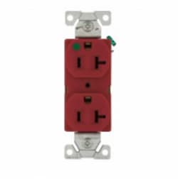 Eaton Wiring 20 Amp Hospital Grade Duplex Receptacle, NEMA 6-20R, Red