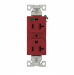 20 Amp Hospital Grade Duplex Receptacle, NEMA 6-20R, Red