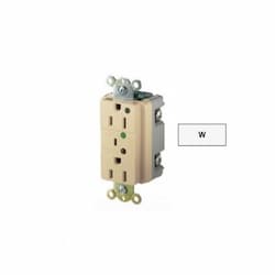 20 Amp Duplex Receptacle w/ LED Indicator & Alarm, 2-Pole, 3-Wire, 125V, White