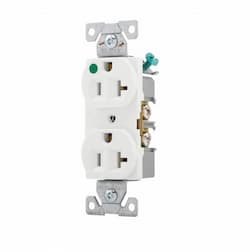 Eaton Wiring 20 Amp Hospital Grade Duplex Receptacle, NEMA 6-20R, White