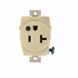 20 Amp Premium Flush Mount Single Receptacle, Ivory