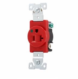 20 Amp Premium Flush Mount Single Receptacle, Red