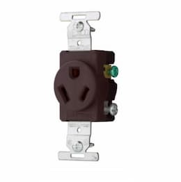 20 Amp Straight Blade Single Receptacle, NEMA 7-20R, Industrial, Brown