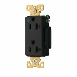 20 Amp Decora Duplex Receptacle, Hospital Grade, Black