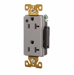 Eaton Wiring 20 Amp Decora Duplex Receptacle, Hospital Grade, Gray