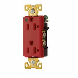 20 Amp Decora Duplex Receptacle, Hospital Grade, Red