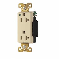 20 Amp Decora Duplex Receptacle, Hospital Grade, Ivory