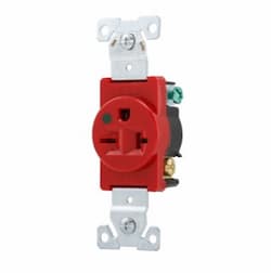 20 Amp Single Receptacle, NEMA 6-20R, Hospital Grade, Red