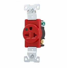 20 Amp Single Receptacle, NEMA 6-20R, Hospital Grade, Red