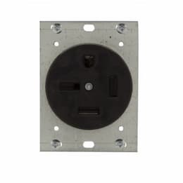 50 Amp Power Receptacle, 3-Pole, Industrial Grade, Black