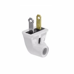 15 Amp Straight Blade Plug, Angled, 2-Pole, 2-Wire, #18-16 AWG, 125V, White