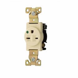 15 Amp Single Receptacle, NEMA 6-15R, 250V, Ivory