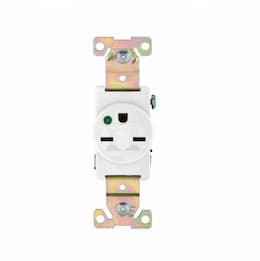 15 Amp Single Receptacle, NEMA 6-15R, 250V, White