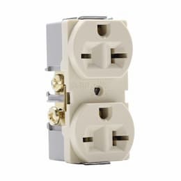 20 Amp Commercial Duplex Receptacle, 250V, Ivory