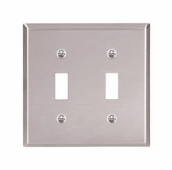 2-Gang Toggle Switch Wall Plate, Standard, Steel