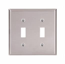 2-Gang Toggle Switch Wall Plate, Standard, Steel