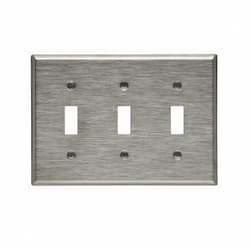 3-Gang Toggle Switch Wall Plate, Standard, Steel