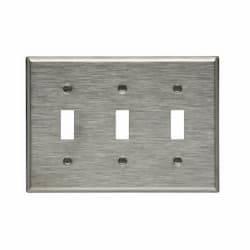 3-Gang Toggle Wall Plate, Stainless Steel