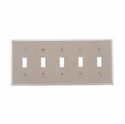 5-Gang Toggle Switch Wall Plate, Standard, Steel