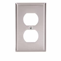 Eaton Wiring Duplex Receptacle Wall Plate, 1-Gang, Stainless Steel