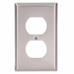 Eaton Wiring 1-Gang Duplex Receptacle Wall Plate, Standard, Stainless Steel