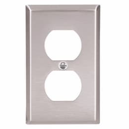 1-Gang Duplex Receptacle Wall Plate, Standard, Stainless Steel